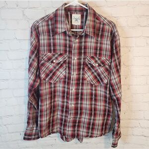 Men's Cotton & Rye pearl snapped longsleeve button-down shirt, size Large